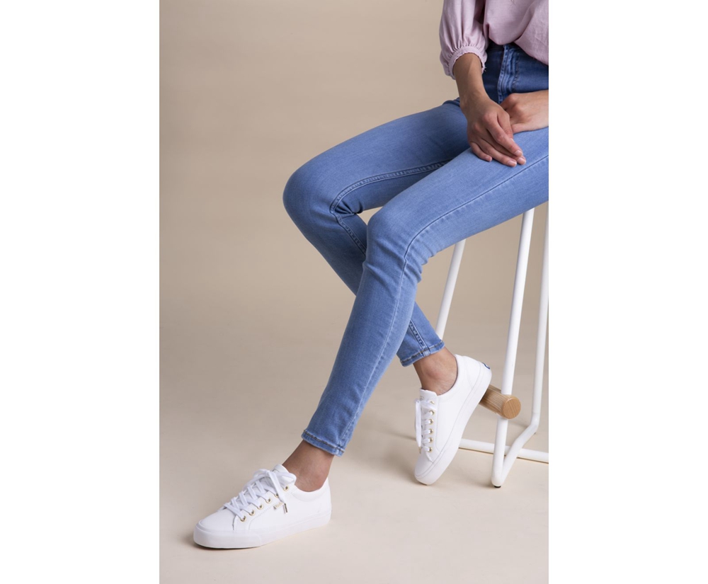 Tenis Keds Mujer Blancos - Jump Kick Cuero - 7610-TVNEU